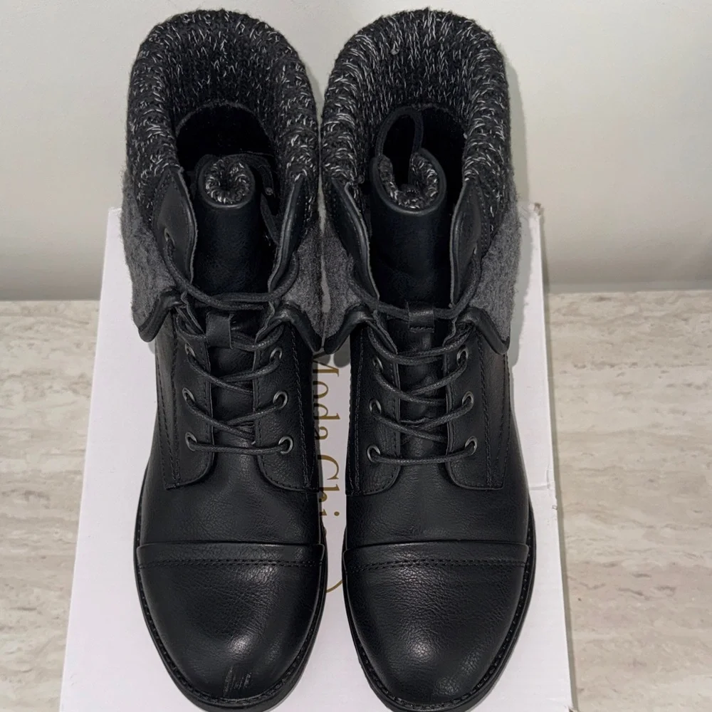 Women's Black and Gray Ankle Boots - Picture 3 of 5